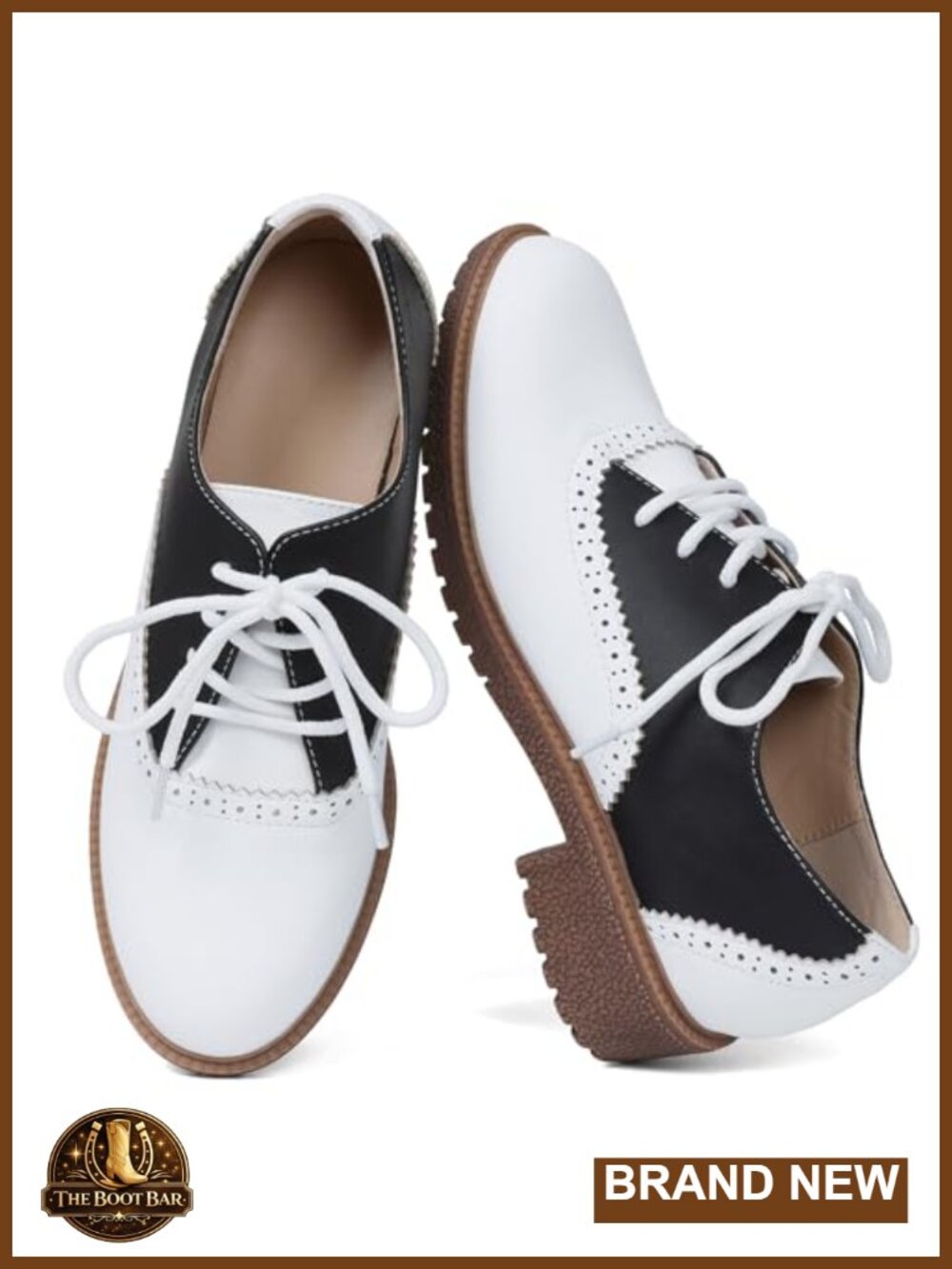 Women's Oxford Shoes Low Heel Lace Up Vintage Saddle Design